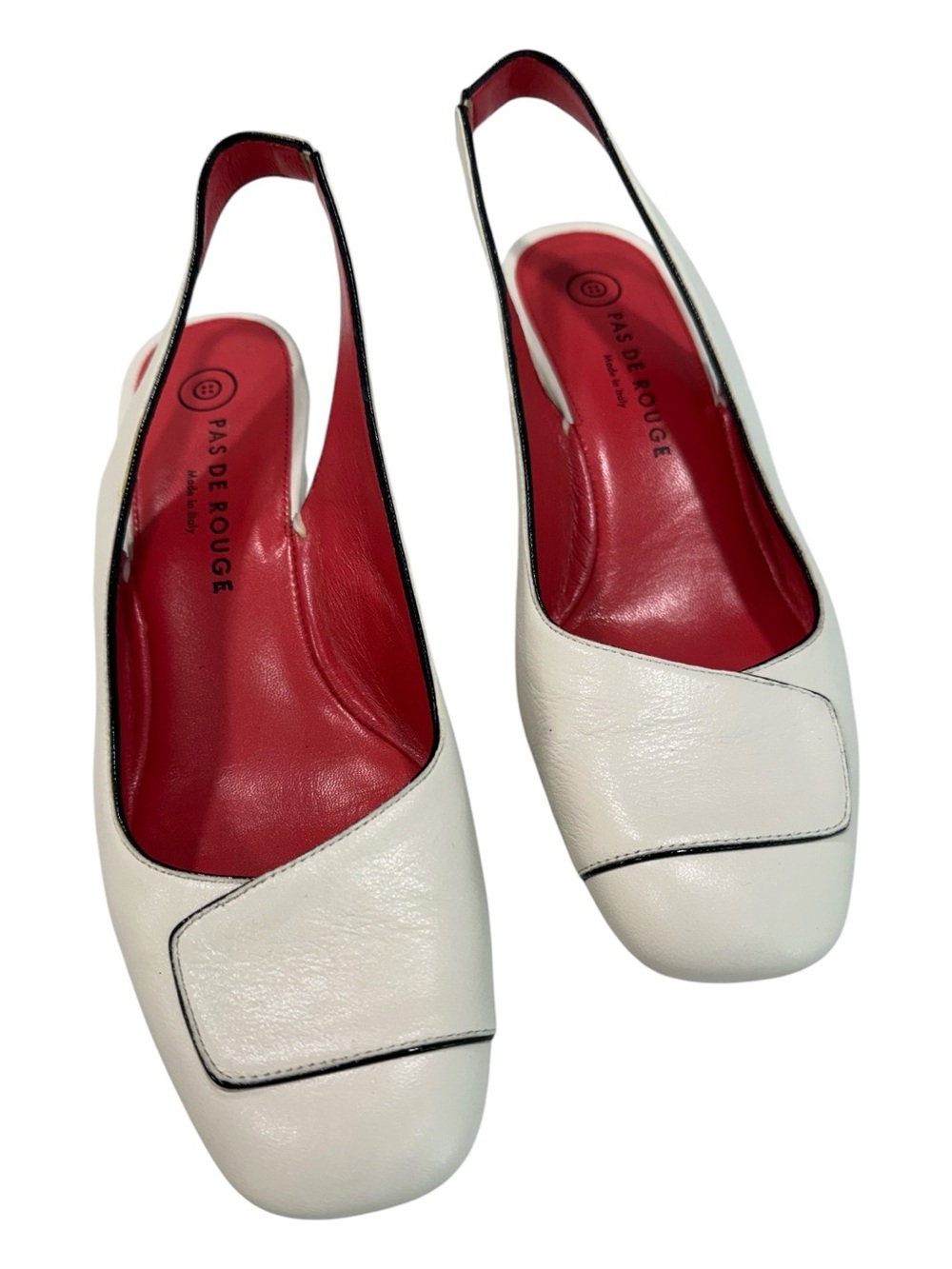PAS DE ROUGE white leather sling back, 8